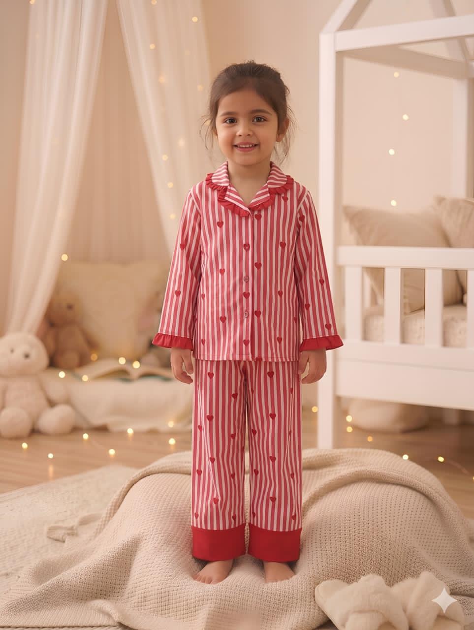 Night suit heart red