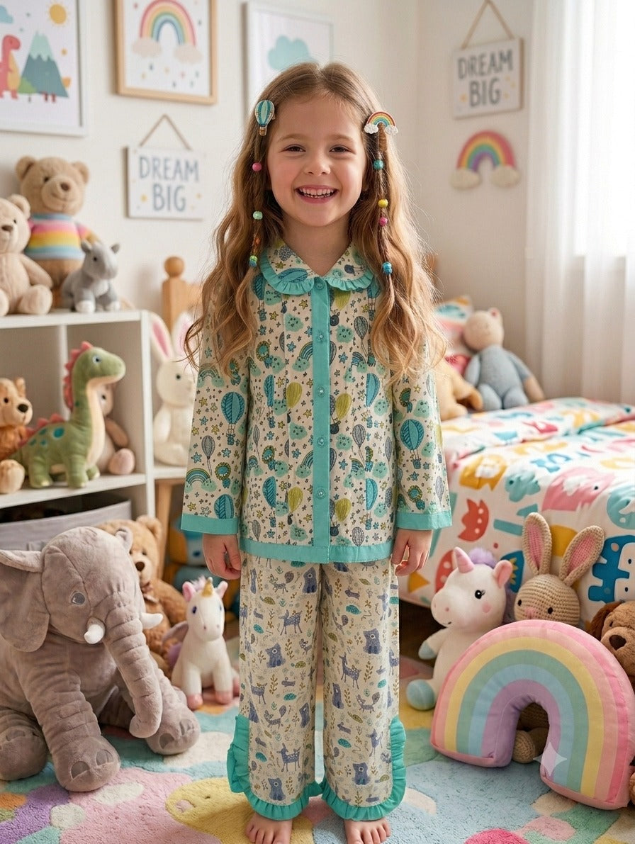 Printed night suit rainbow