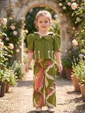Double collar frill cord set green