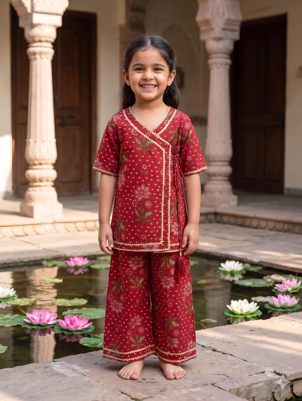 Straight Angrakha suit red
