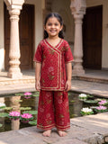 Straight Angrakha suit red