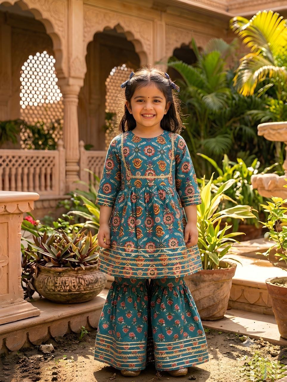 Sharara kurta set green