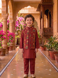 KURTA PANT JACKET RED
