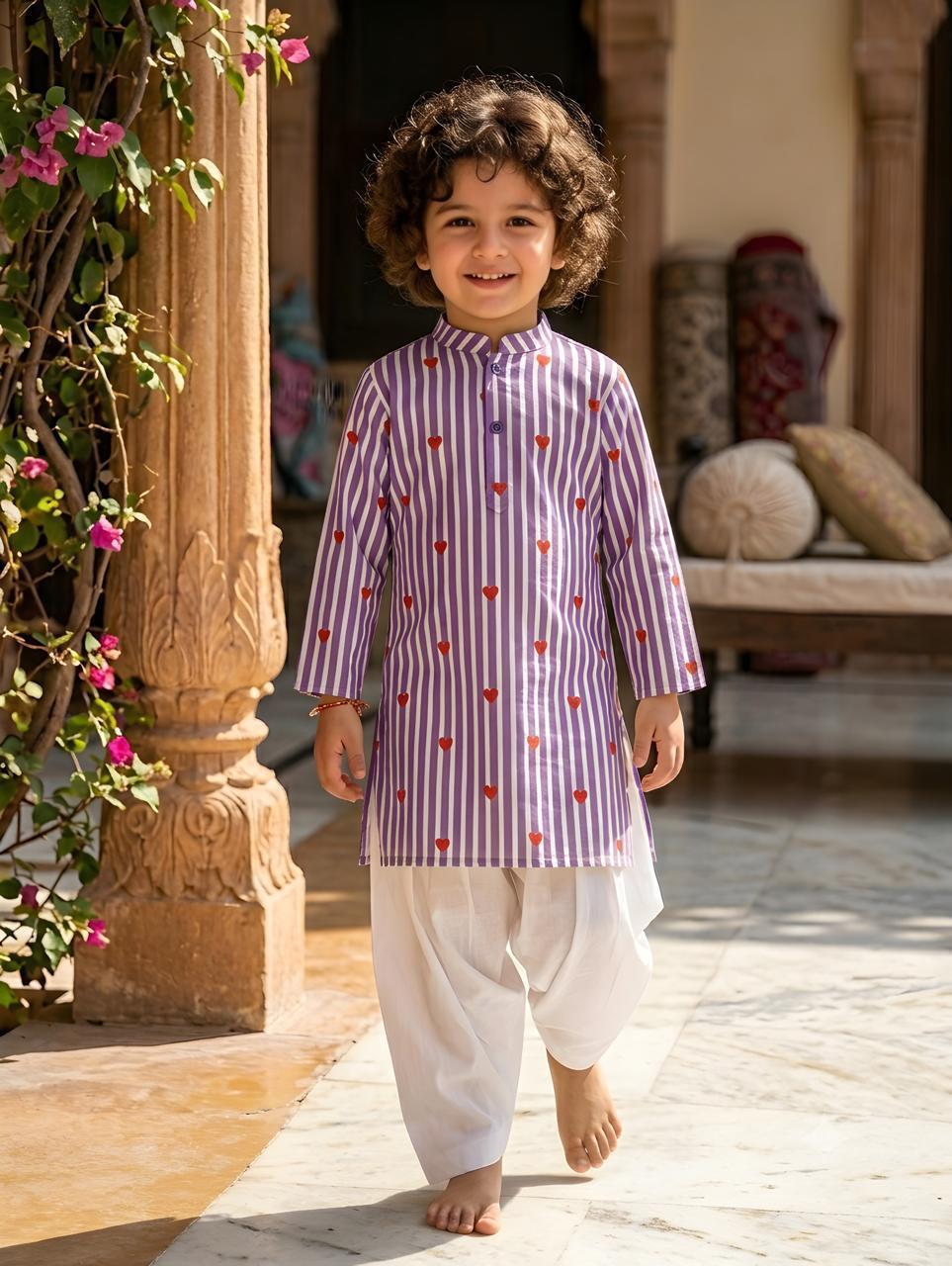 Boys kurta purple heart
