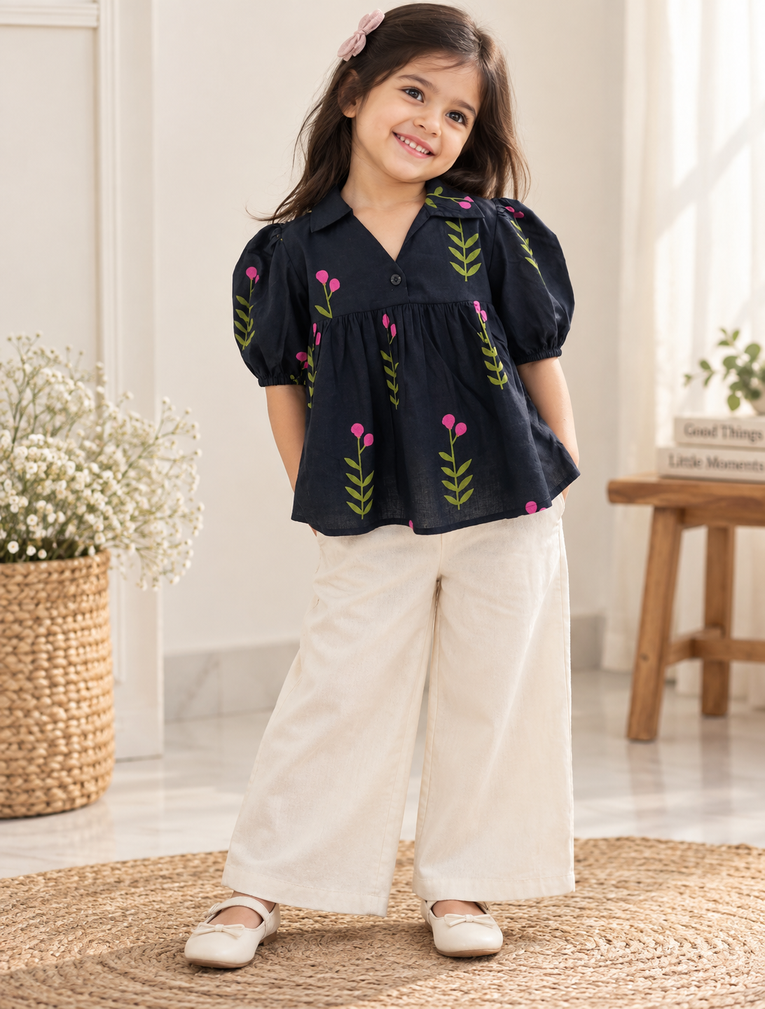 Peplum cord set blue