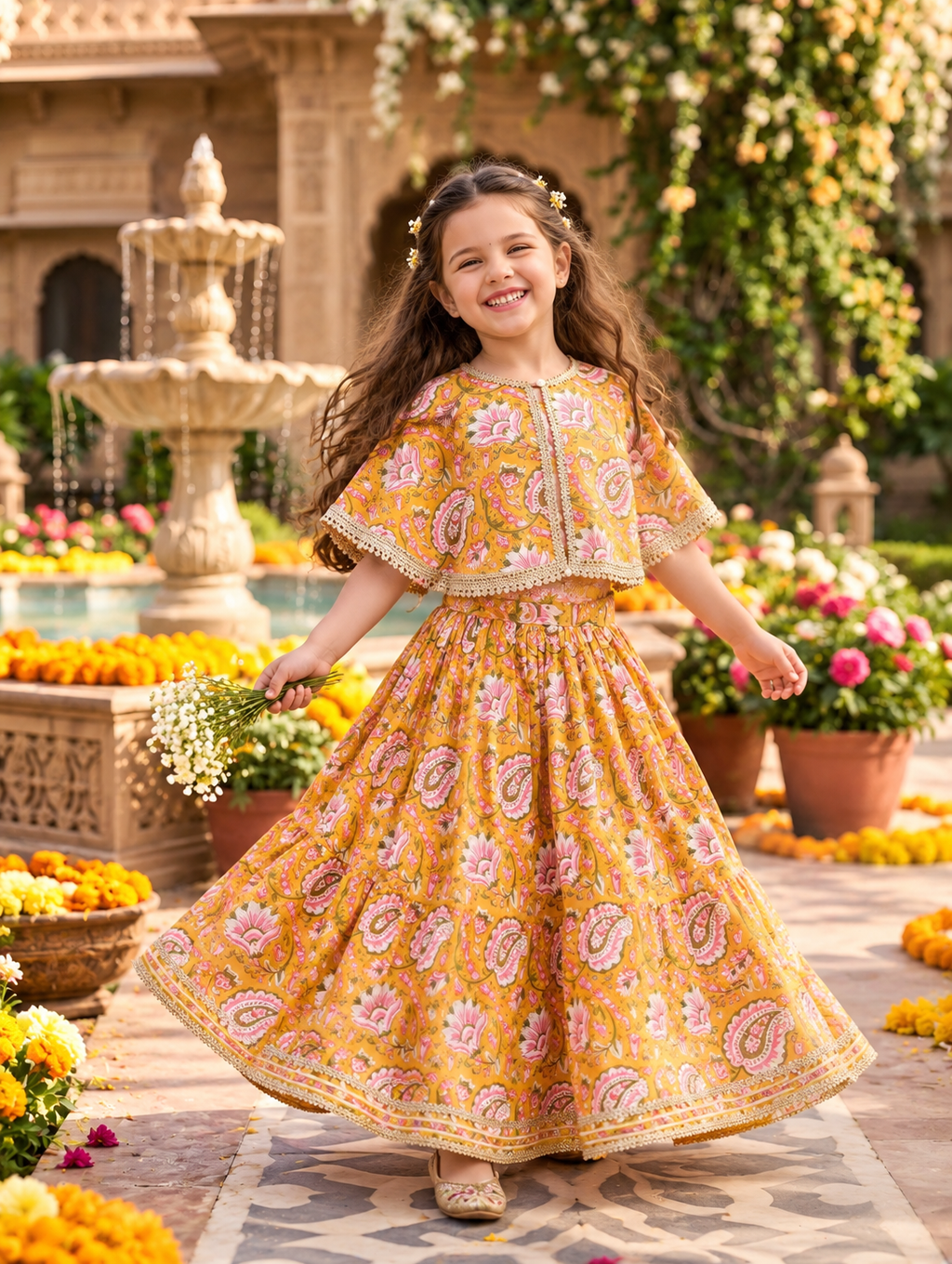 Gulnaar yellow Cape Set