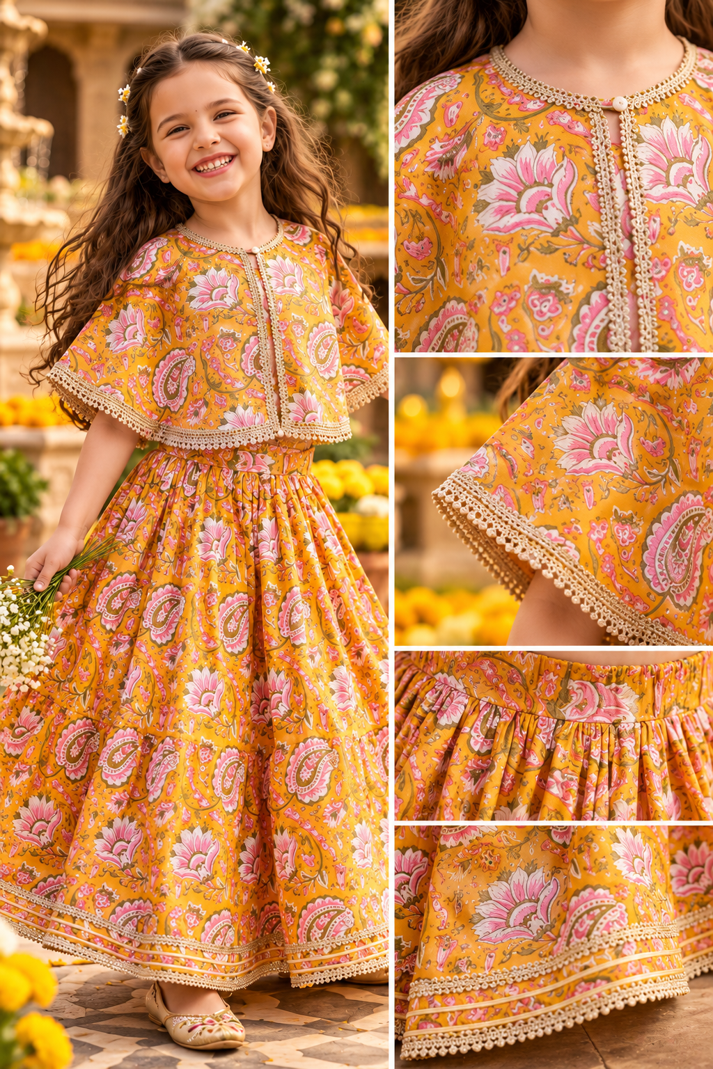 Gulnaar yellow Cape Set