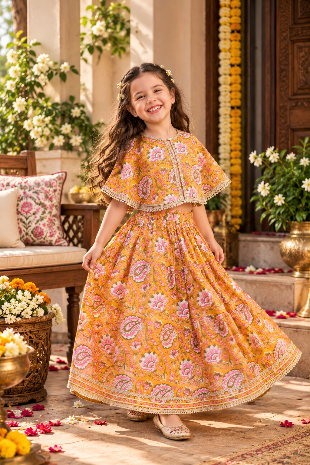 Gulnaar yellow Cape Set